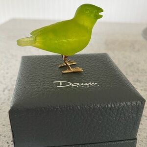 Daum crystal green bird with gold feet